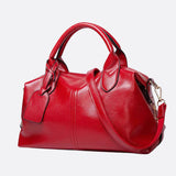 Elegant Leather Satchel Bag – Versatile Handbag with Detachable Strap - in Red | Arvea Bags