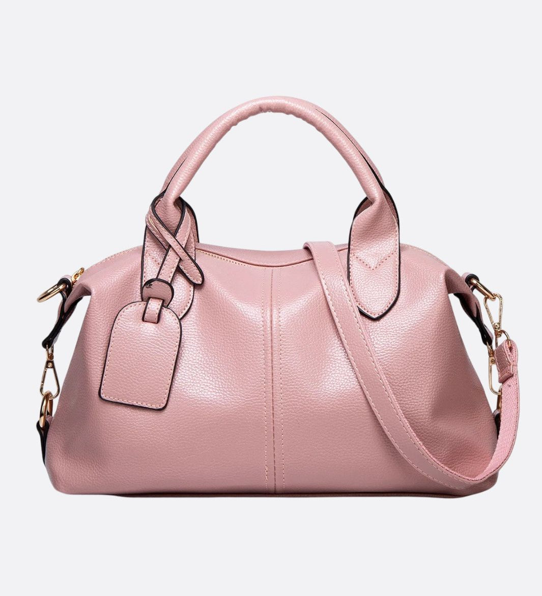 Elegant Leather Satchel Bag – Versatile Handbag with Detachable Strap - in Salmon Pink | Arvea Bags