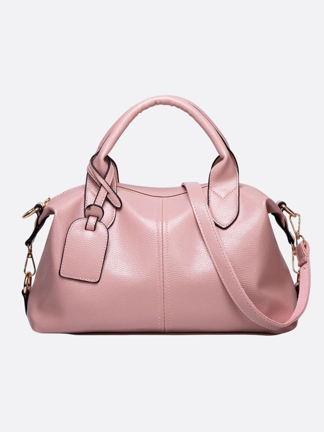 Elegant Leather Satchel Bag – Versatile Handbag with Detachable Strap - in Salmon Pink | Arvea Bags