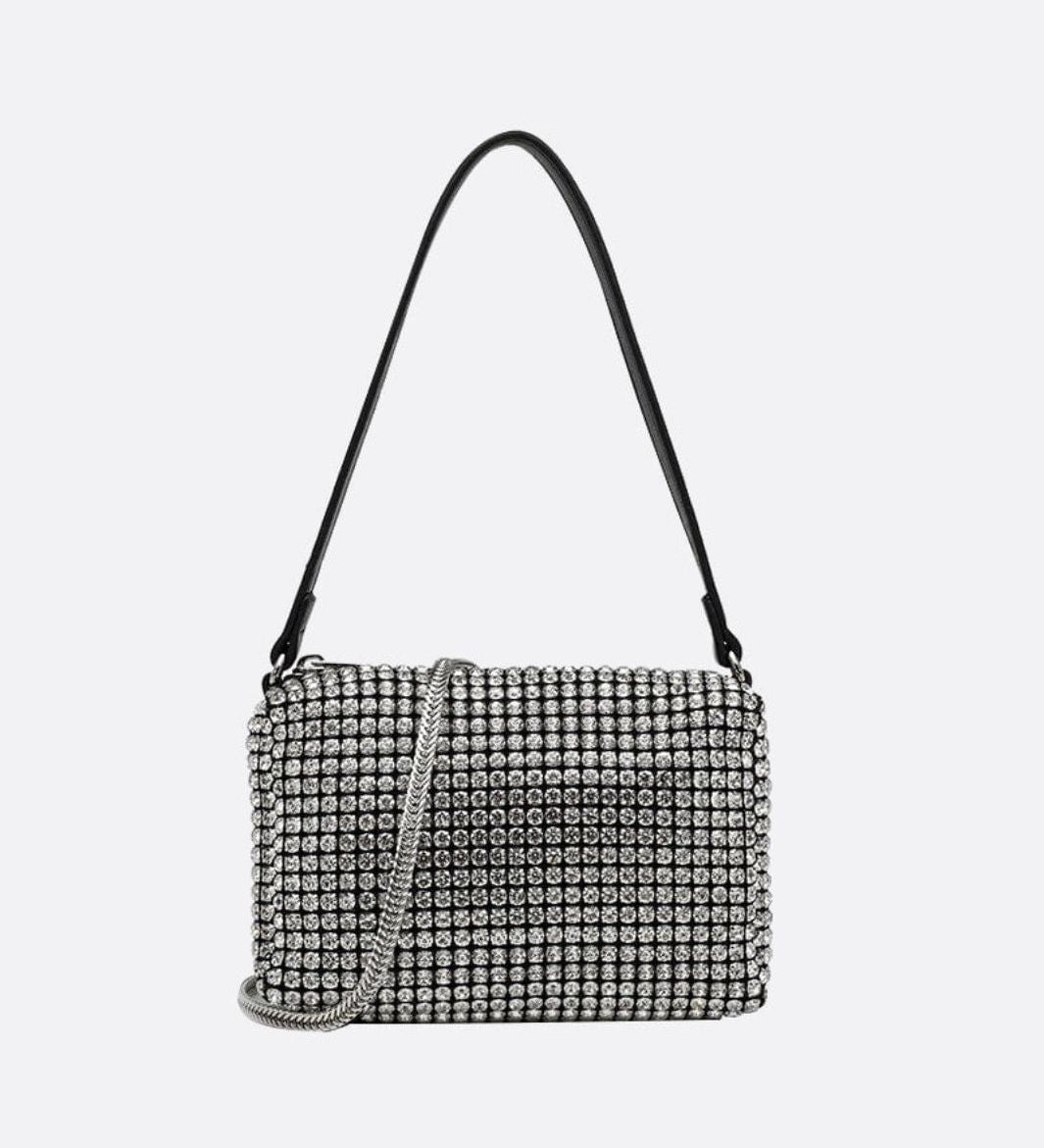Elegant Rhinestone Shoulder Bag - in Silver | Arvea Bags