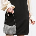 Elegant Rhinestone Shoulder Bag - in Silver | Arvea Bags