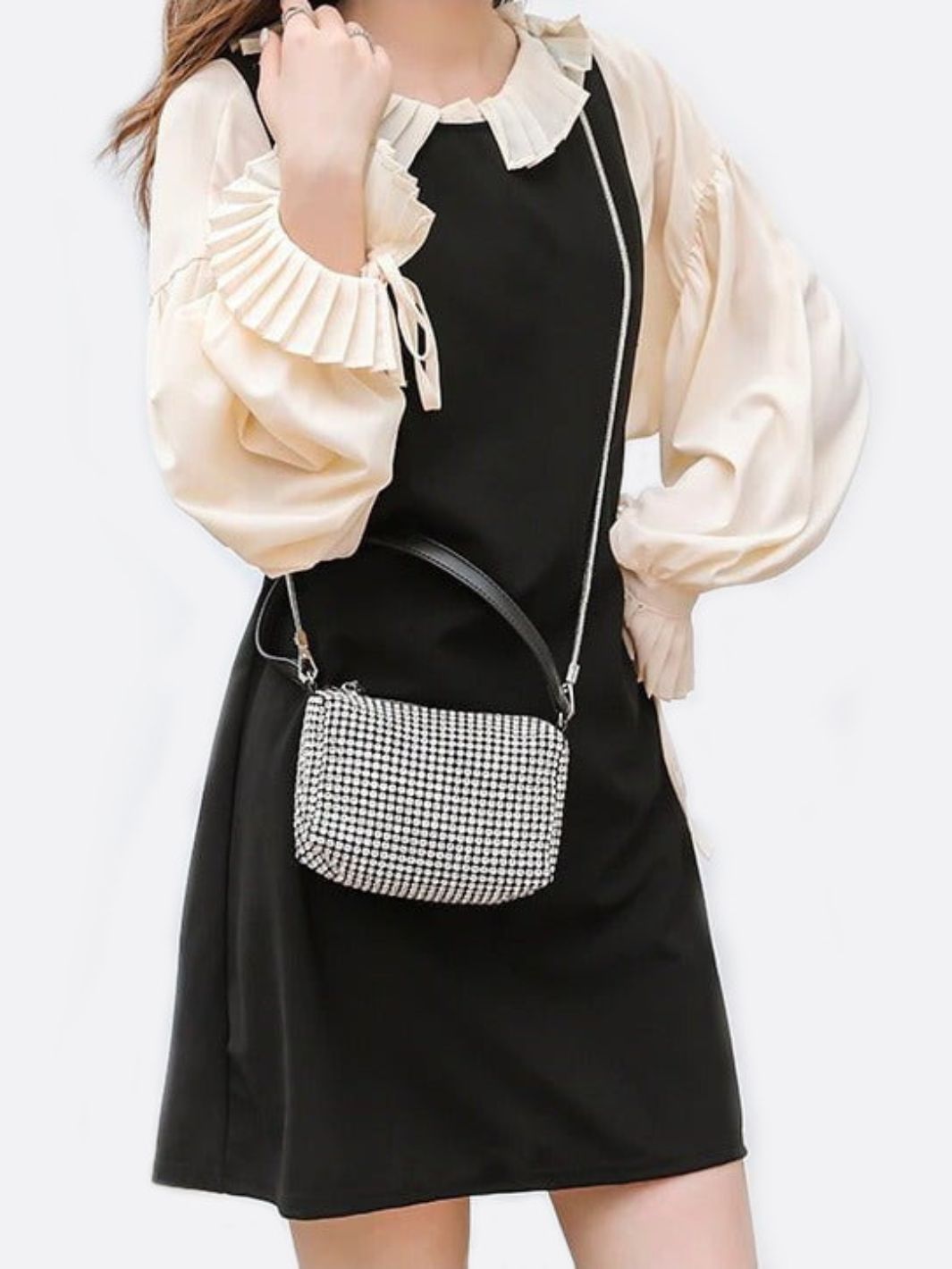 Elegant Rhinestone Shoulder Bag - in Silver | Arvea Bags
