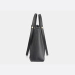 Elegant Structured Tote Bag with Front Pouch Detail - in Black | Arvea Bags