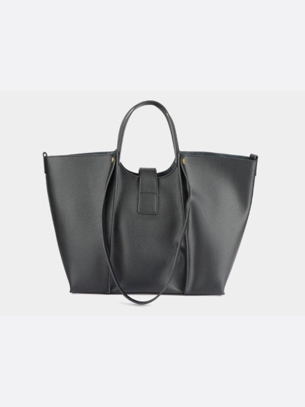 Elegant Structured Tote Bag with Front Pouch Detail - in Black | Arvea Bags