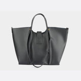Elegant Structured Tote Bag with Front Pouch Detail - in Black | Arvea Bags