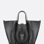 Elegant Structured Tote Bag with Front Pouch Detail - in Black | Arvea Bags