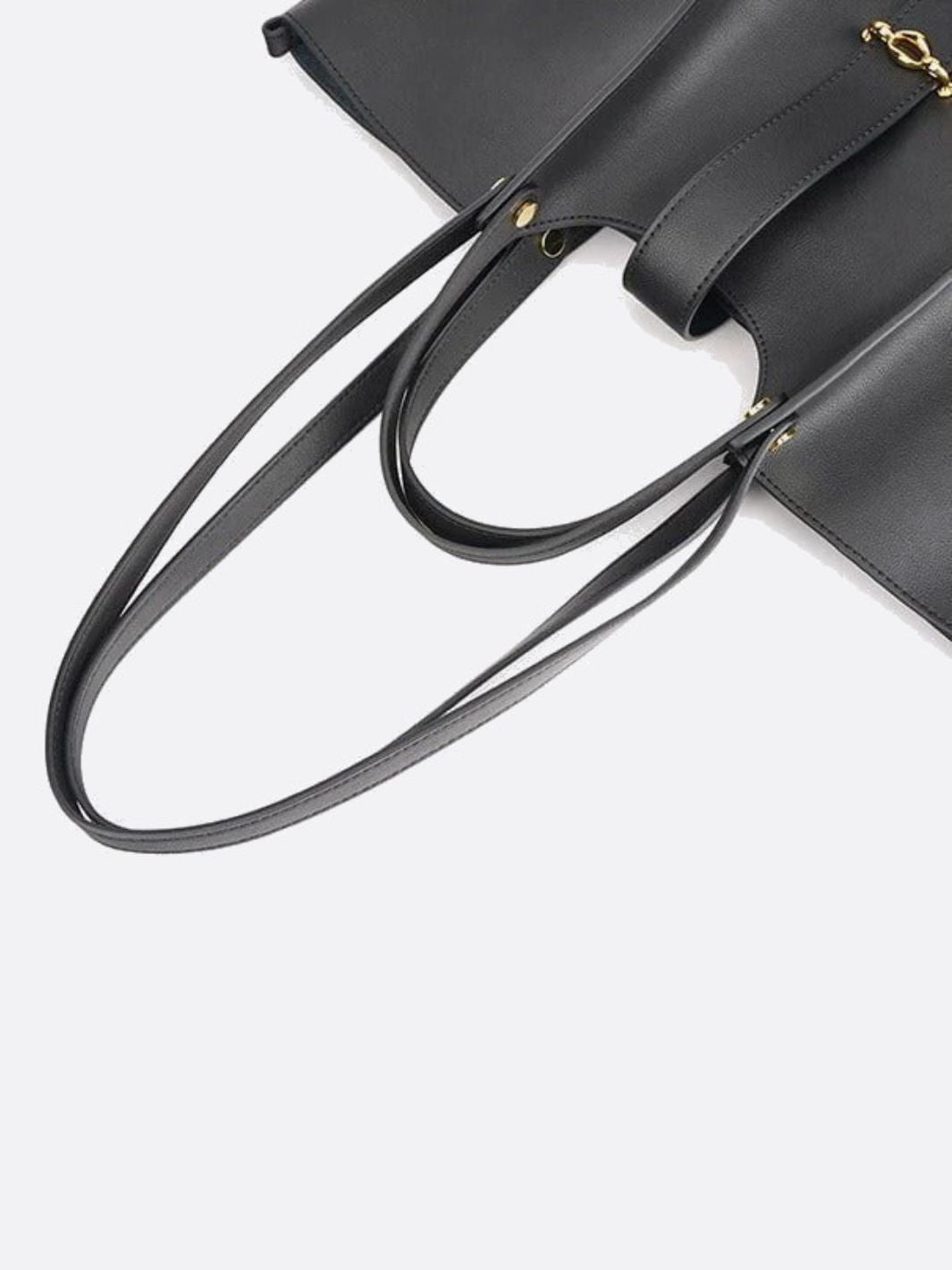 Elegant Structured Tote Bag with Front Pouch Detail - in Black | Arvea Bags