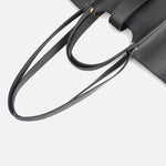 Elegant Structured Tote Bag with Front Pouch Detail - in Black | Arvea Bags