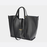 Elegant Structured Tote Bag with Front Pouch Detail - in Black | Arvea Bags