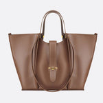 Elegant Structured Tote Bag with Front Pouch Detail - in Brown | Arvea Bags