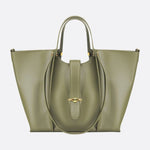 Elegant Structured Tote Bag with Front Pouch Detail - in Green | Arvea Bags