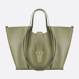 Elegant Structured Tote Bag with Front Pouch Detail - in Green | Arvea Bags