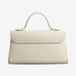 Elegant Top Handle Satchel Bag for Women – Gold Accent Closure - in Beige | Arvea Bags