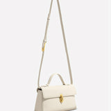 Elegant Top Handle Satchel Bag for Women – Gold Accent Closure - in Beige | Arvea Bags