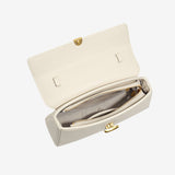 Elegant Top Handle Satchel Bag for Women – Gold Accent Closure - in Beige | Arvea Bags