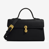 Elegant Top Handle Satchel Bag for Women – Gold Accent Closure - in Black | Arvea Bags