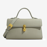 Elegant Top Handle Satchel Bag for Women – Gold Accent Closure - in Light Gray | Arvea Bags