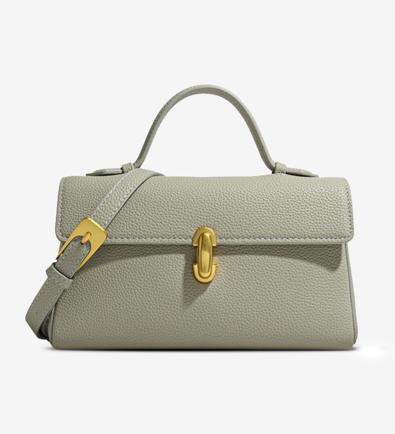 Elegant Top Handle Satchel Bag for Women – Gold Accent Closure - in Light Gray | Arvea Bags