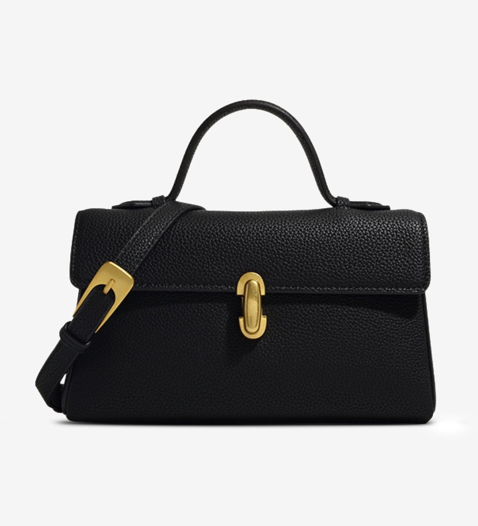 Elegant Vegan Leather Crossbody Bag – Compact Handbag with Removable Strap - in Black | Arvea Bags