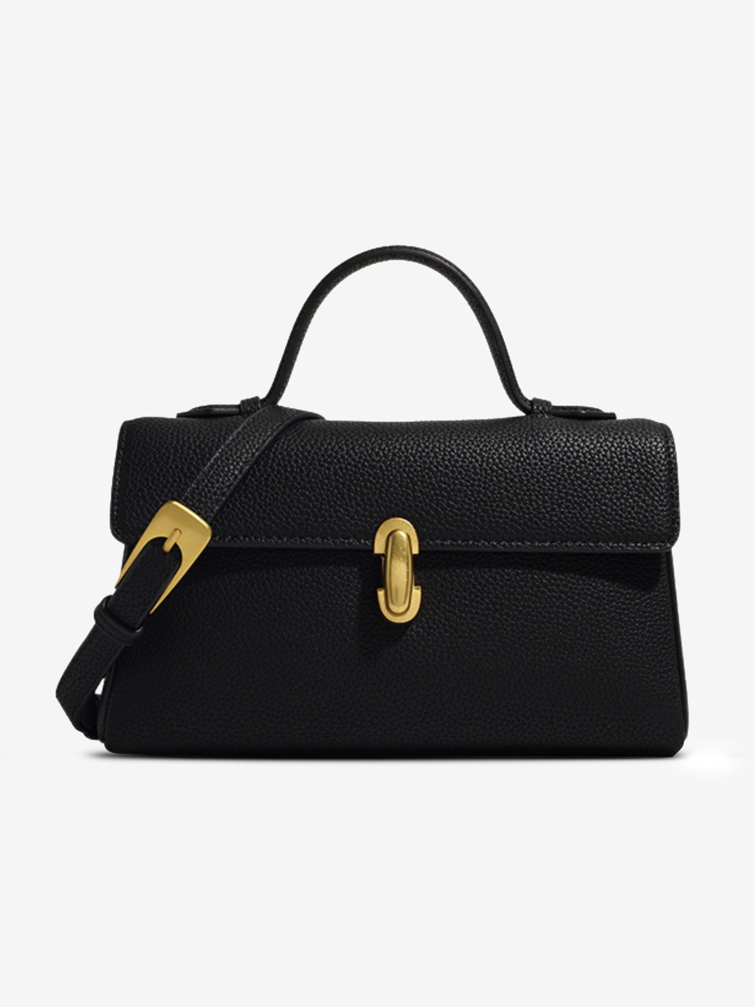 Elegant Vegan Leather Crossbody Bag – Compact Handbag with Removable Strap - in Black | Arvea Bags