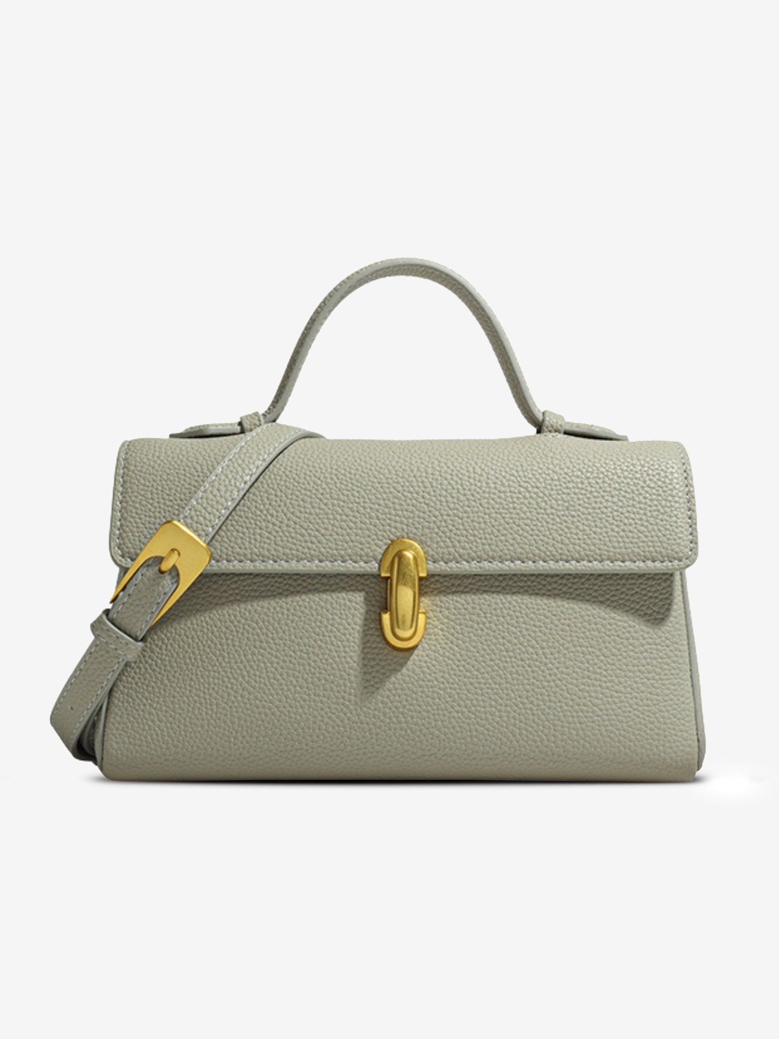 Elegant Vegan Leather Crossbody Bag – Compact Handbag with Removable Strap - in Gray | Arvea Bags