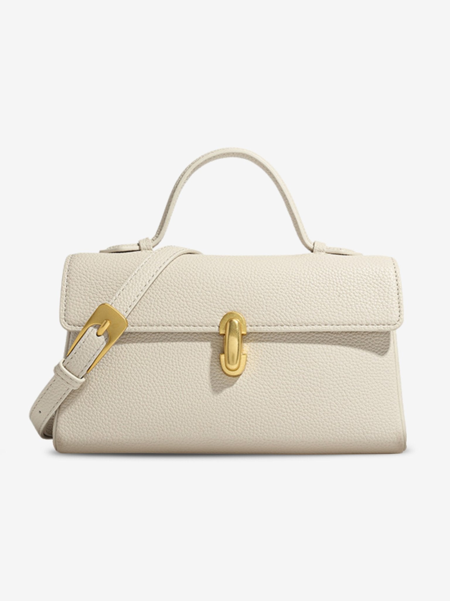 Elegant Vegan Leather Crossbody Bag – Compact Handbag with Removable Strap - in White | Arvea Bags