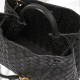 Elegant Woven Leather Tote – Medium Structured Handbag for Daily Use - in Black | Arvea Bags