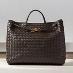Elegant Woven Leather Tote – Medium Structured Handbag for Daily Use - in Black | Arvea Bags