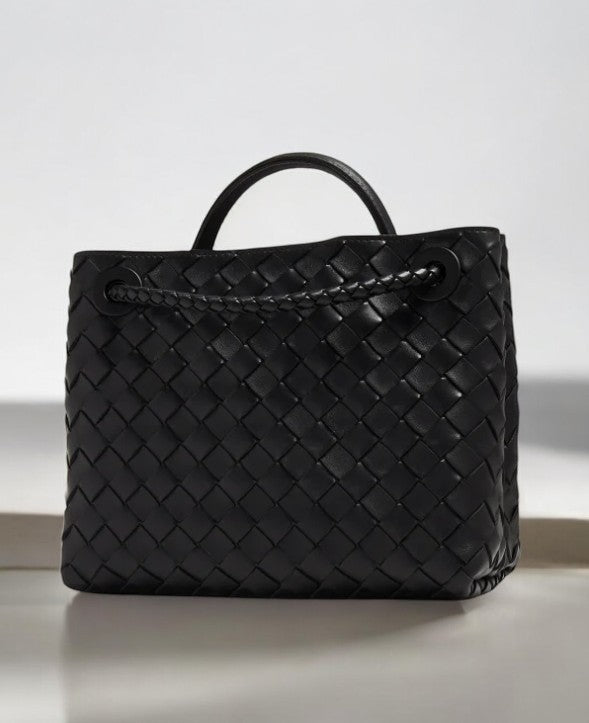 Elegant Woven Leather Tote – Medium Structured Handbag for Daily Use - in Cream | Arvea Bags