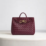 Elegant Woven Leather Tote – Medium Structured Handbag for Daily Use - in Wine Red | Arvea Bags