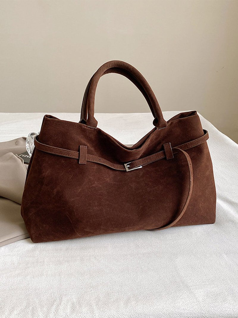 Elena | Brown Suede Handbag – Chic & Sophisticated - in Black | Arvea Bags