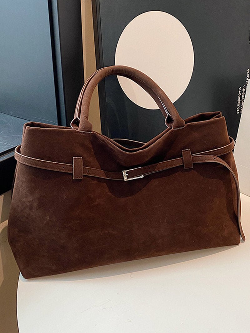 Elena | Brown Suede Handbag – Chic & Sophisticated - in Black | Arvea Bags