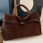Elena | Brown Suede Handbag – Chic & Sophisticated - in Black | Arvea Bags