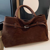 Elena | Brown Suede Handbag – Chic & Sophisticated - in Black | Arvea Bags