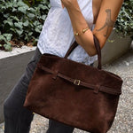 Elena | Brown Suede Handbag – Chic & Sophisticated - in Black | Arvea Bags