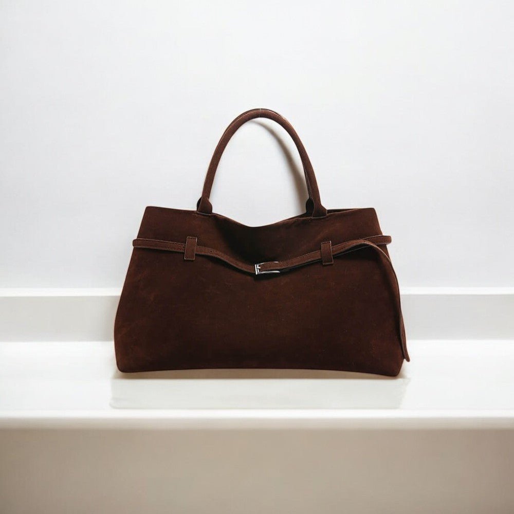 Elena | Brown Suede Handbag – Chic & Sophisticated - in Black | Arvea Bags