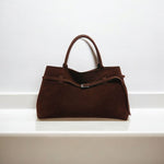 Elena | Brown Suede Handbag – Chic & Sophisticated - in Black | Arvea Bags