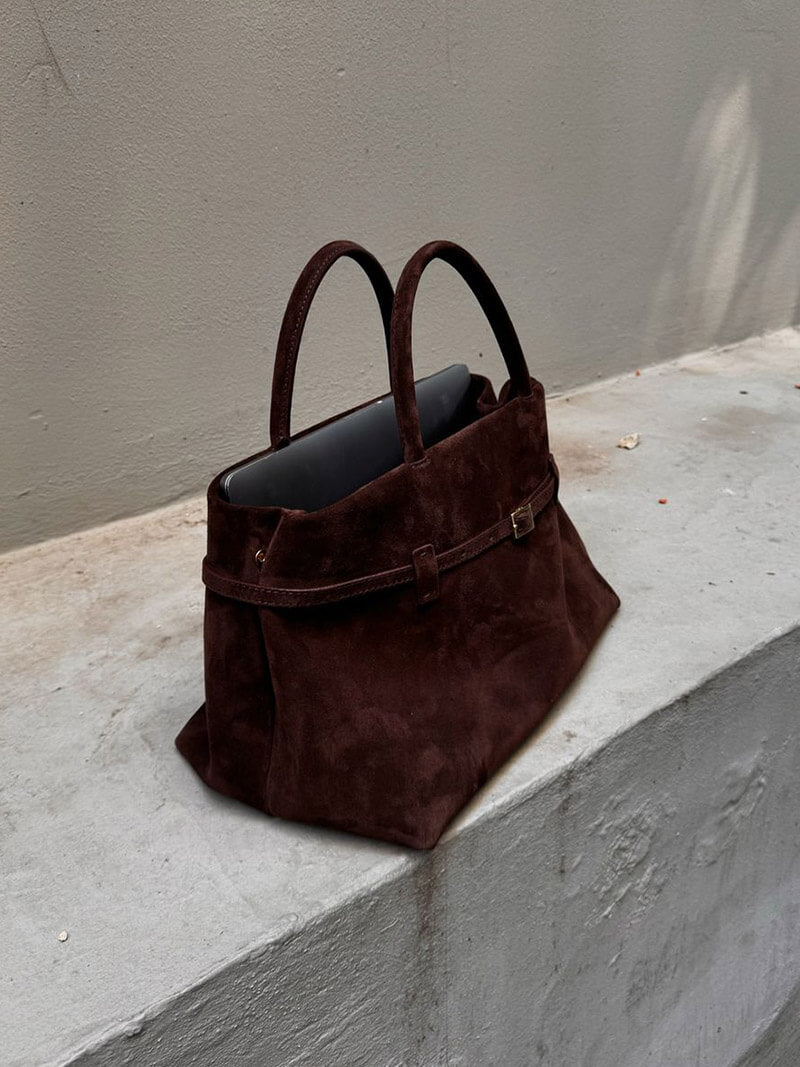 Elena | Brown Suede Handbag – Chic & Sophisticated - in Black | Arvea Bags