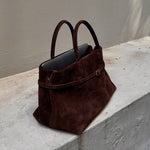 Elena | Brown Suede Handbag – Chic & Sophisticated - in Black | Arvea Bags
