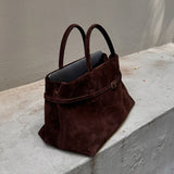 Elena | Brown Suede Handbag – Chic & Sophisticated - in Black | Arvea Bags