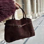 Elena | Brown Suede Handbag – Chic & Sophisticated - in Black | Arvea Bags