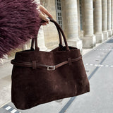 Elena | Brown Suede Handbag – Chic & Sophisticated - in Black | Arvea Bags