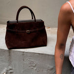 Elena | Brown Suede Handbag – Chic & Sophisticated - in Black | Arvea Bags