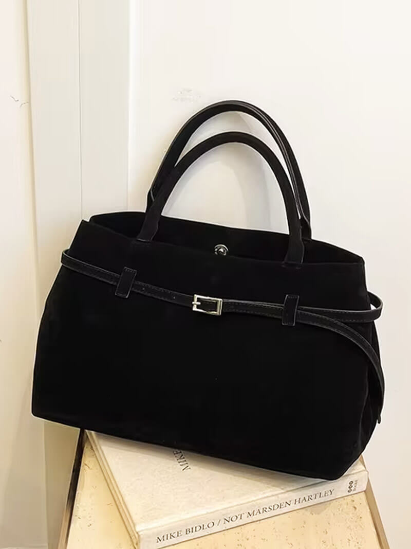 Elena | Brown Suede Handbag – Chic & Sophisticated - in Black | Arvea Bags