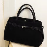 Elena | Brown Suede Handbag – Chic & Sophisticated - in Black | Arvea Bags