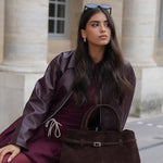 Elena | Brown Suede Handbag – Chic & Sophisticated - in Black | Arvea Bags