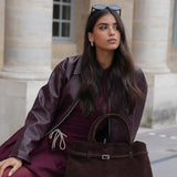 Elena | Brown Suede Handbag – Chic & Sophisticated - in Black | Arvea Bags