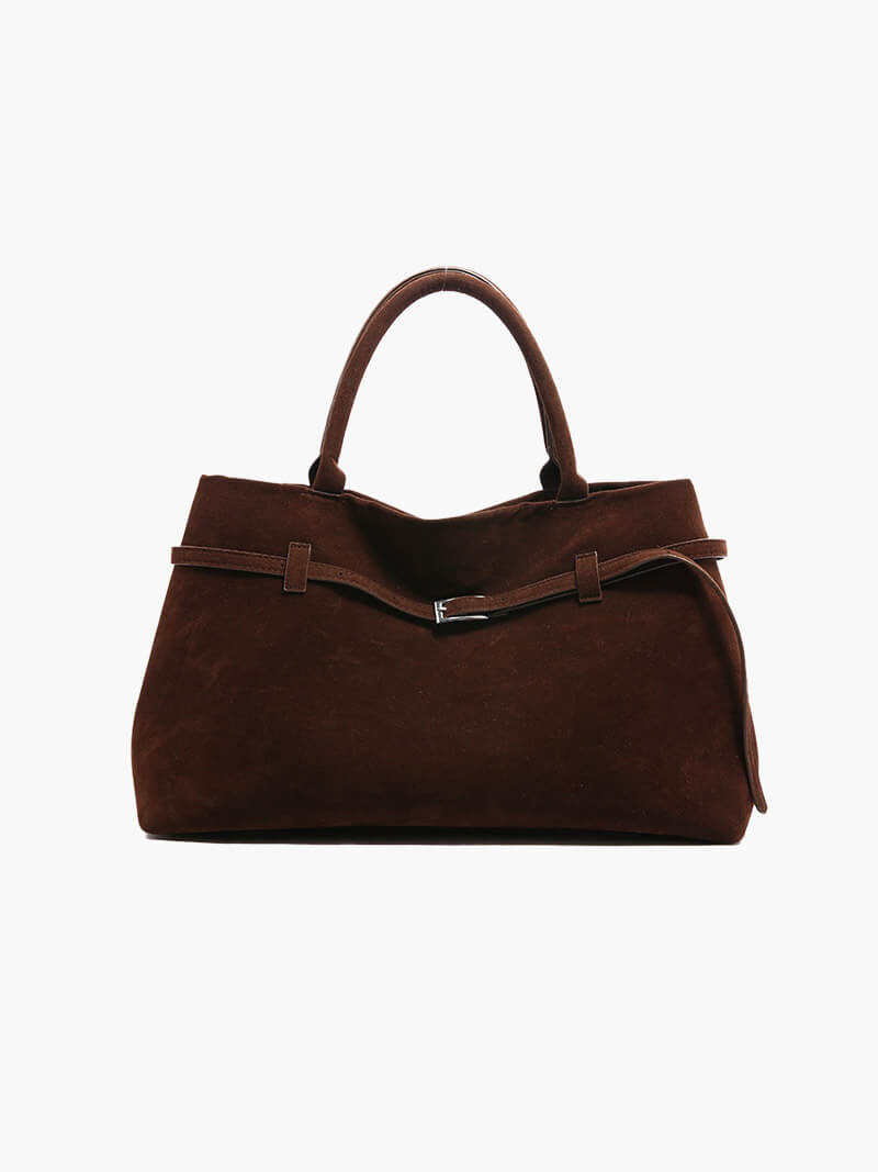 Elena | Brown Suede Handbag – Chic & Sophisticated - in Dark Brown | Arvea Bags