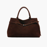 Elena | Brown Suede Handbag – Chic & Sophisticated - in Dark Brown | Arvea Bags