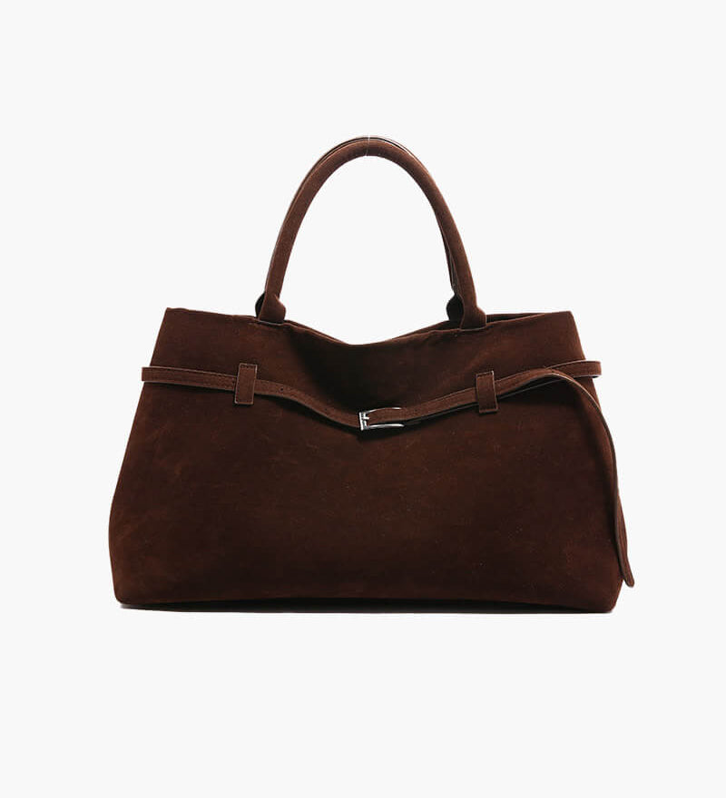 Elena | Brown Suede Handbag – Chic & Sophisticated - in Dark Brown | Arvea Bags